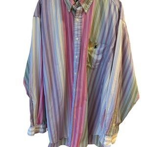 VTG 90s Ralph Lauren Polo Blaire Multi Color Striped Button Down LS Shirt XL